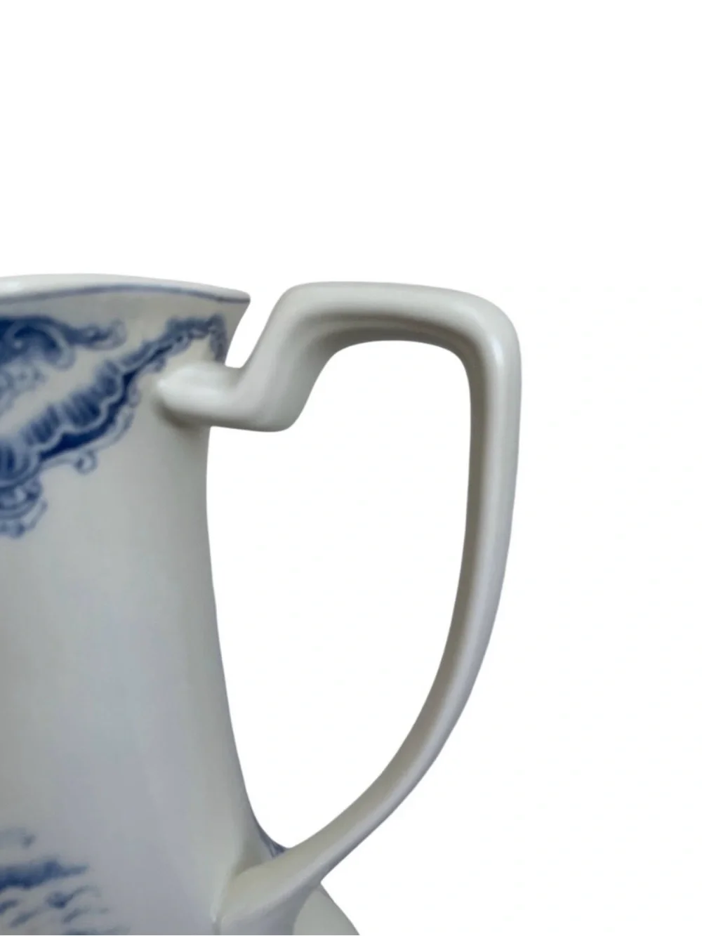 LINDA DANO Vintage Pitcher Vase Blue White Castle Ceramic QVC Cottagecore Rare